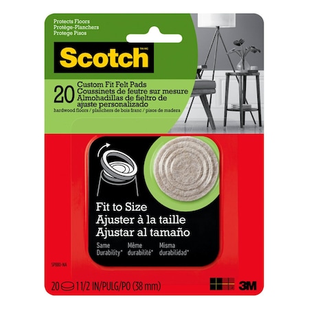 Scotch 3M Scotch Felt Self Adhesive Protective Pad Beige Round 1.5 in. W 1 pk SP880-NA